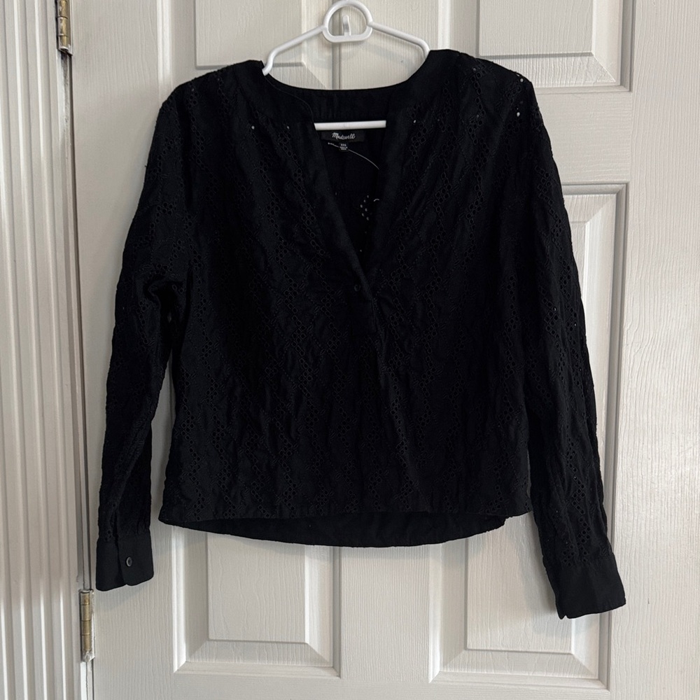 Madewell Black Eyelet Shirt XXS